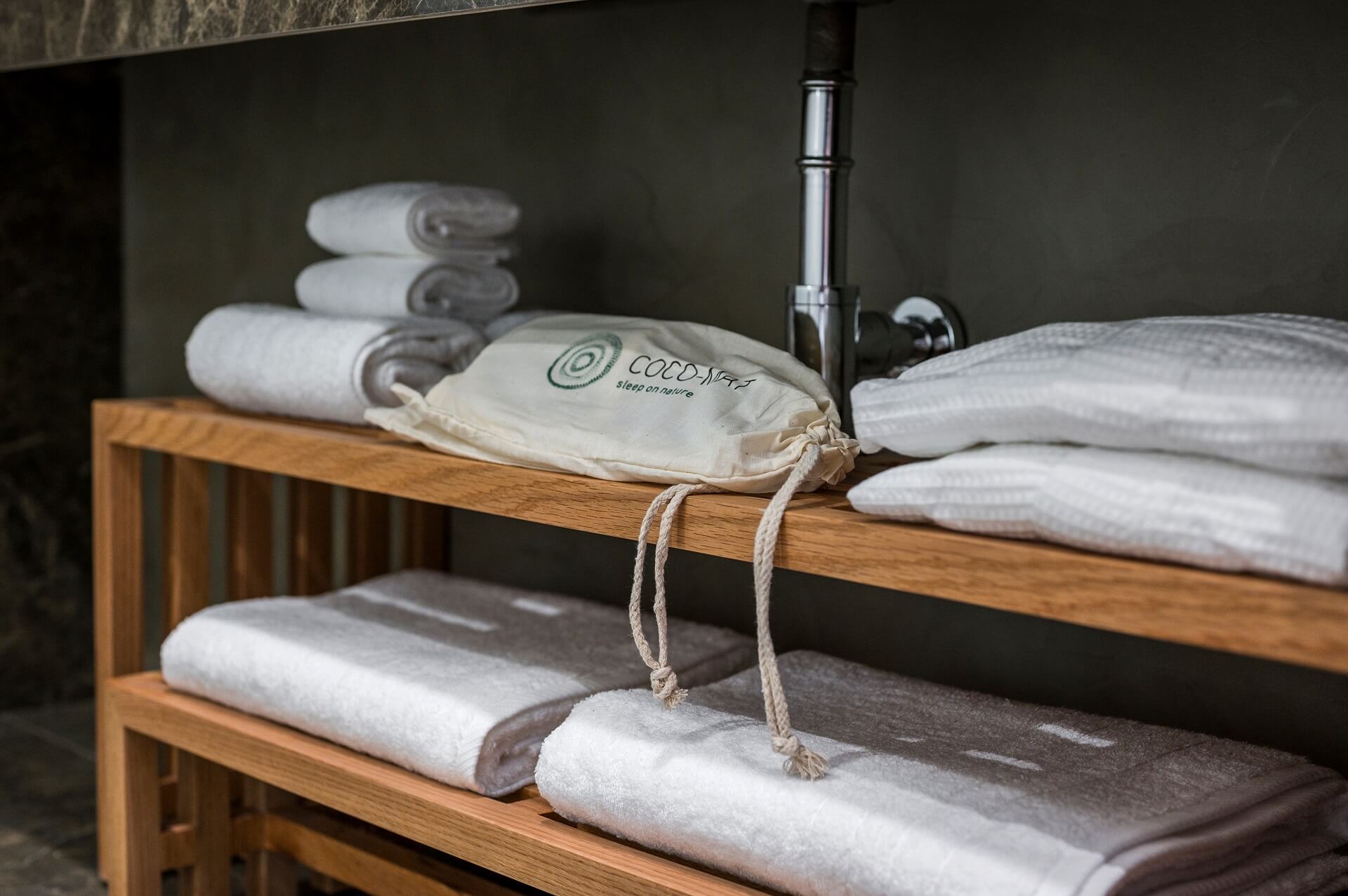 Towels in suite's bathroom